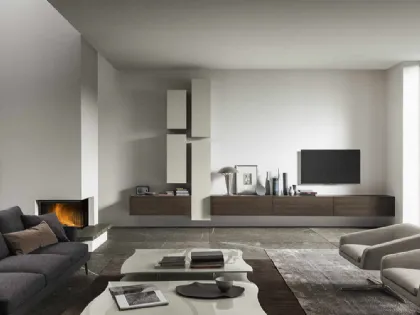 Mobile sospeso in legno e laccato opaco ModulArt di Presotto