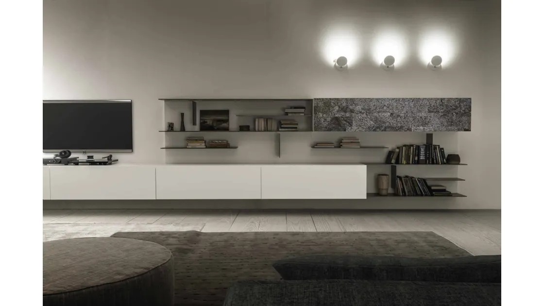 Mobile sospeso ModulART 14 in laccato opaco bianco di Presotto