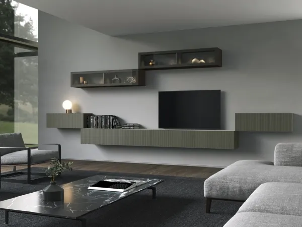 Parete Attrezzata sospesa Cube 6 004 di Olivieri