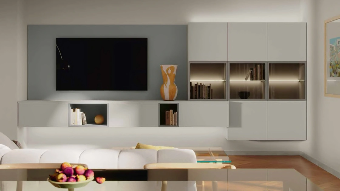 Parete Attrezzata in pet Living MK08 di Gentili Cucine