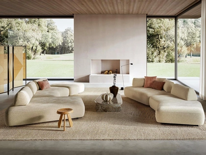 Salotto in tessuto Capriccio con penisola e lineare di Le Comfort