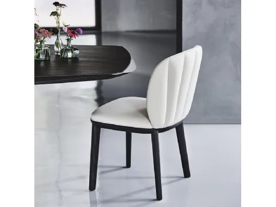 Sedia in legno con rivestimento in pelle Chrishell di Cattelan Italia