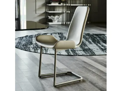 Sedia in pelle con struttura in acciaio Flamingo Cantilever di Cattelan Italia