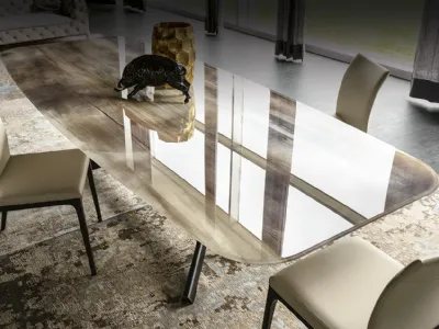 Tavolo in legno con gambe in cristallo Ikon di Cattelan