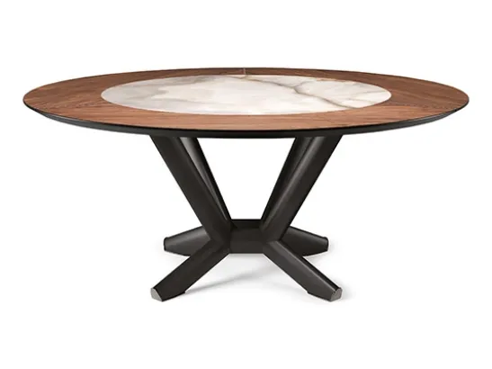 Tavolo rotondo con piano in legno e ceramicaPlaner Ker-Wood Round di Cattelan Italia