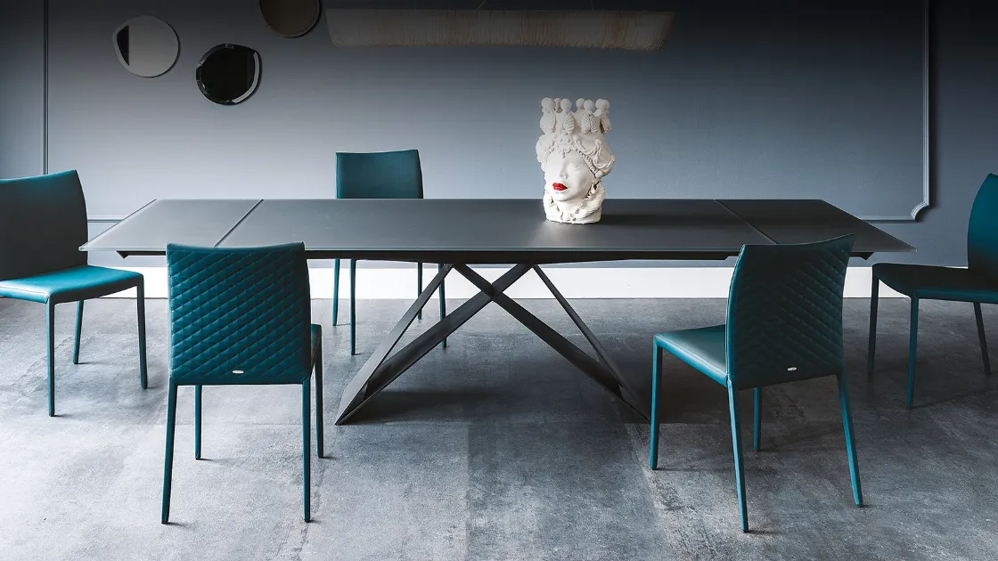 Tavolo allungabile in vetro verniciato graphite Premier Drive di Cattelan Italia