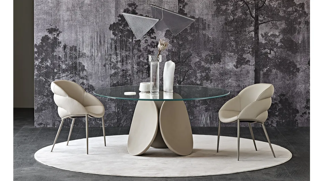 Tavolo scultura rotondo in vetro trasparente Maxim di Cattelan Italia