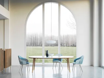 Tavolo ovale in vetro retrolaccato New Merge 01 di Presotto