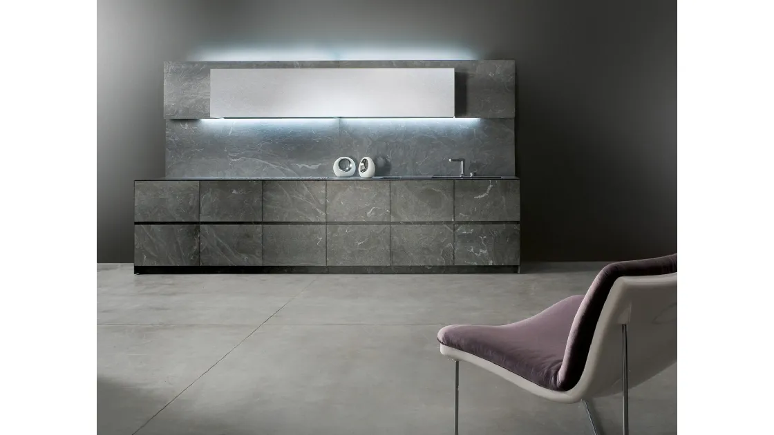 Cucina Design lineare KU45 Emperador di Key Cucine
