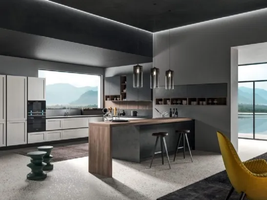 Cucina Moderna con penisola Time 12 in melaminico di Gentili Cucine