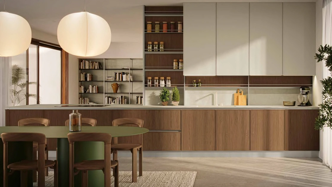 Cucina Moderna lineare MK02 in legno e laccato di Gentili Cucine