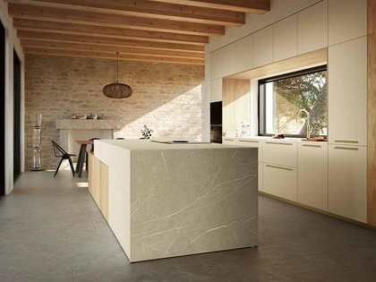 Cucina Moderna con isola MK04 in melaminico e laminato di Gentili Cucine