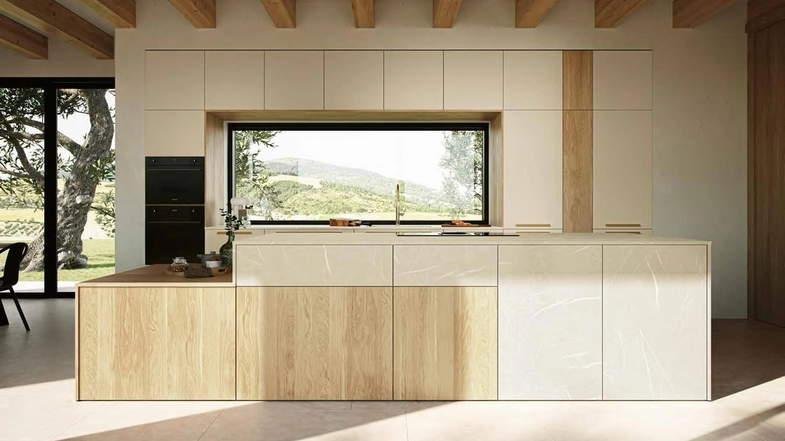 Cucina Moderna con isola MK04 in melaminico e laminato di Gentili Cucine
