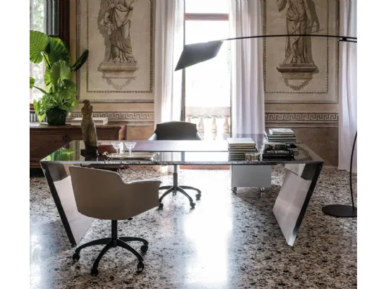 Scrivania Direzionale in acciaio inox Vega di Cattelan Italia
