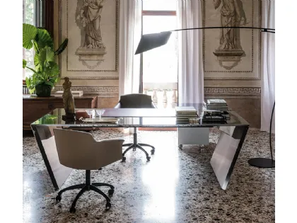 Scrivania Direzionale in acciaio inox Vega di Cattelan Italia