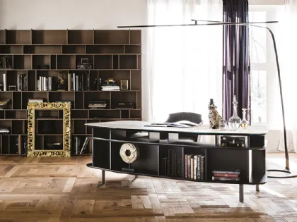 Mobile Ufficio laccato nero con piano in ceramica Marmi Wall Street di Cattelan Italia